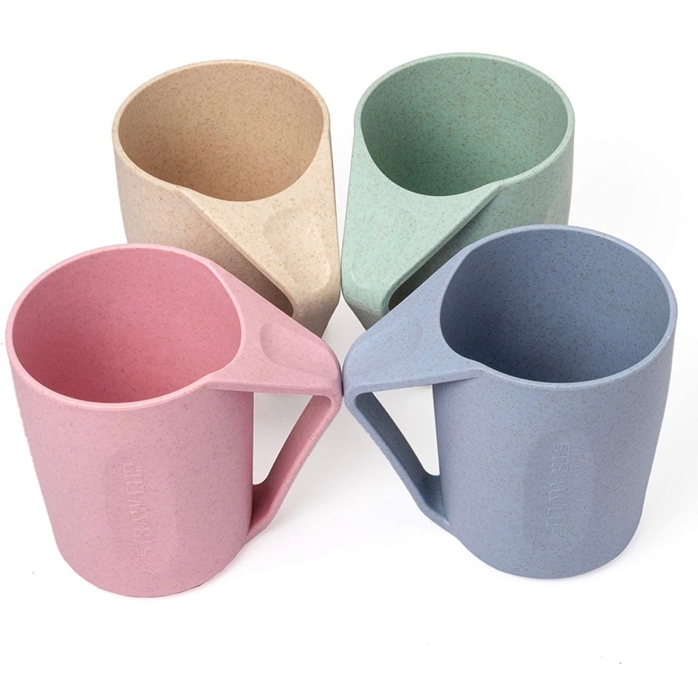 Euodia Wheat Straw Plastic Mugs with Handles (Sets for 4)